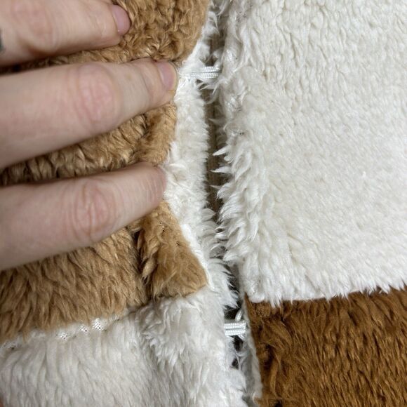 Anthropologie Furry Teddy Cream Colorblocked Cardigan Sweater S - Picture 5 of 9